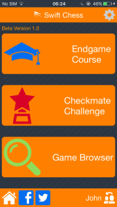 SwiftChess Endgames Menu Screen